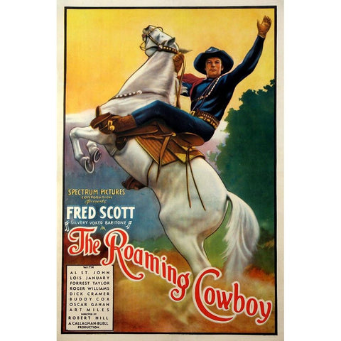 The Roaming Cowboy-1937 Black Modern Wood Framed Art Print with Double Matting by Vintage Hollywood Archive