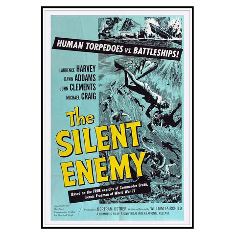 The Silent Enemy-1958 White Modern Wood Framed Art Print by Vintage Hollywood Archive