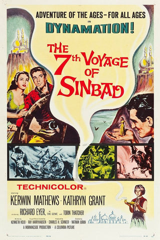 The 7th Voyage of Sinbad-1958 White Modern Wood Framed Art Print with Double Matting by Vintage Hollywood Archive