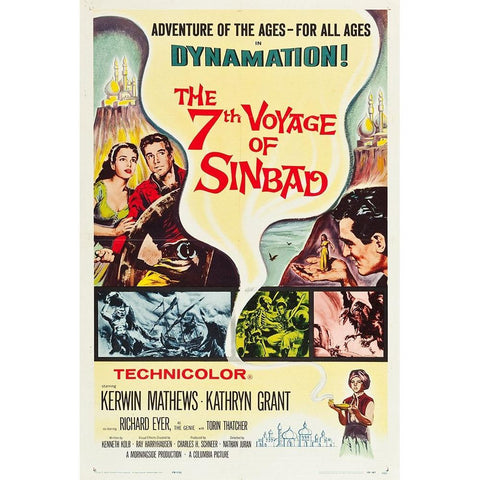 The 7th Voyage of Sinbad-1958 White Modern Wood Framed Art Print by Vintage Hollywood Archive