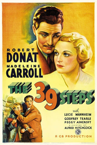 The 39 Steps-1935 White Modern Wood Framed Art Print with Double Matting by Vintage Hollywood Archive