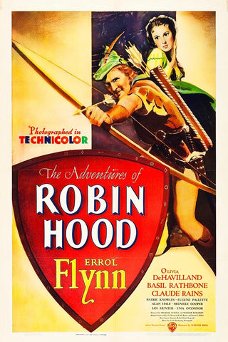 The Adventures of Robin Hood-1938 White Modern Wood Framed Art Print with Double Matting by Vintage Hollywood Archive