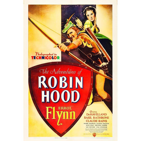 The Adventures of Robin Hood-1938 White Modern Wood Framed Art Print by Vintage Hollywood Archive