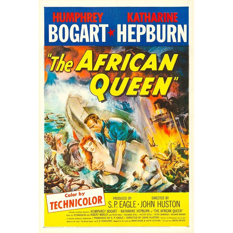 The African Queen-1952 Black Modern Wood Framed Art Print with Double Matting by Vintage Hollywood Archive