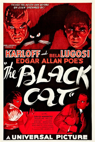 The Black Cat-1934 Black Ornate Wood Framed Art Print with Double Matting by Vintage Hollywood Archive