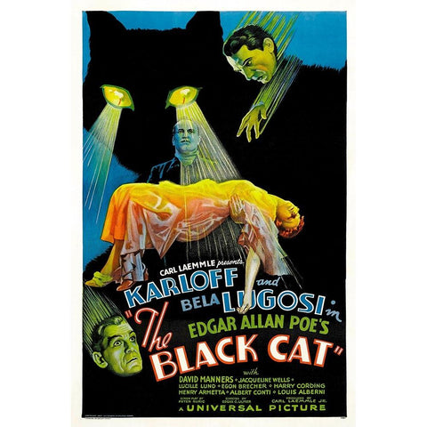 The Black Cat-1934 Gold Ornate Wood Framed Art Print with Double Matting by Vintage Hollywood Archive