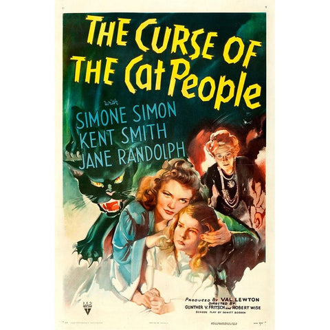 The Curse of the Cat People-1943 Black Modern Wood Framed Art Print with Double Matting by Vintage Hollywood Archive