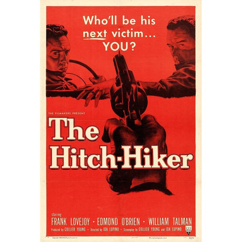 The Hitch Hiker-1953 Black Modern Wood Framed Art Print with Double Matting by Vintage Hollywood Archive