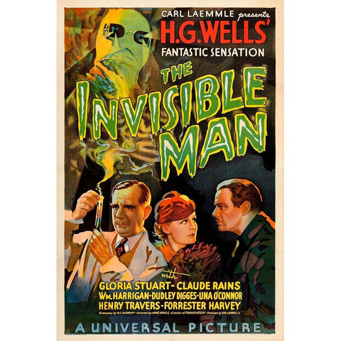 The Invisible Man-1933 Gold Ornate Wood Framed Art Print with Double Matting by Vintage Hollywood Archive