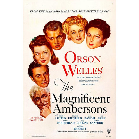 The Magnificent Ambersons-1942 White Modern Wood Framed Art Print by Vintage Hollywood Archive