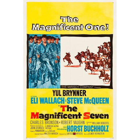 The Magnificent Seven-1960 Black Modern Wood Framed Art Print by Vintage Hollywood Archive