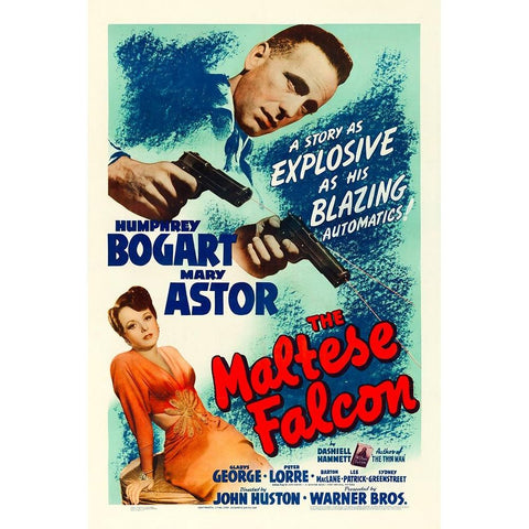 The Maltese Falcon-1941 White Modern Wood Framed Art Print by Vintage Hollywood Archive