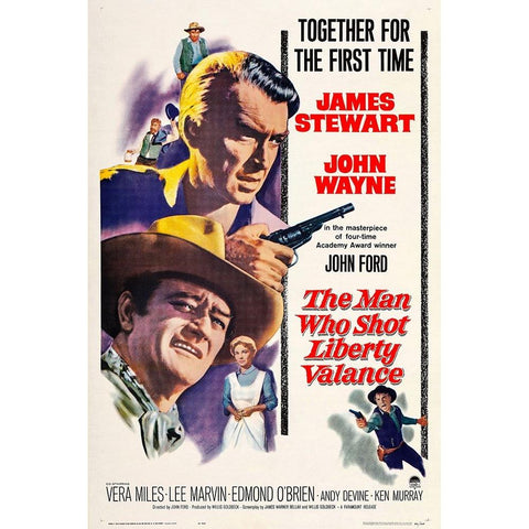 The Man who Shot Liberty Valance-1962 Black Modern Wood Framed Art Print with Double Matting by Vintage Hollywood Archive