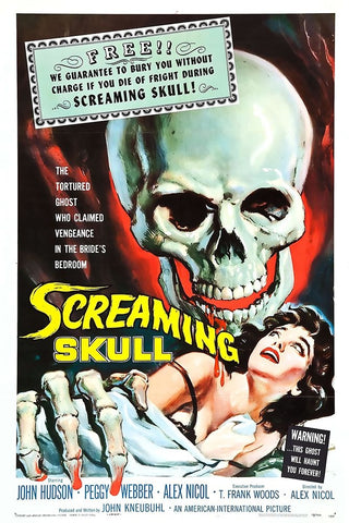 The Screaming Skull Black Ornate Wood Framed Art Print with Double Matting by Vintage Hollywood Archive