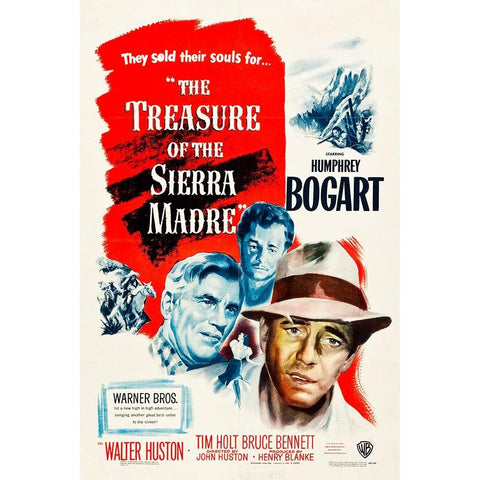 The Treasure of The Sierra Madre-1947 Black Modern Wood Framed Art Print with Double Matting by Vintage Hollywood Archive