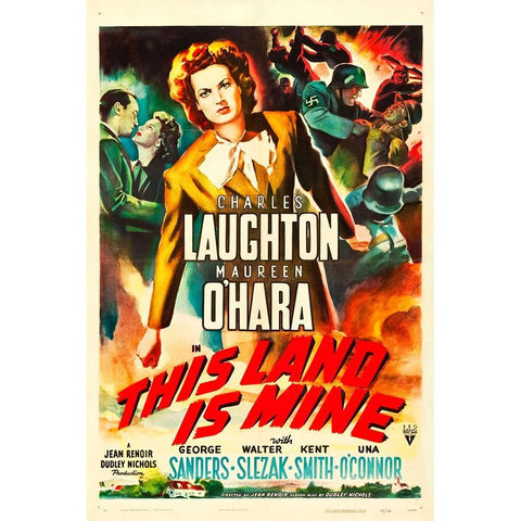 This Land is Mine-1943 Gold Ornate Wood Framed Art Print with Double Matting by Vintage Hollywood Archive