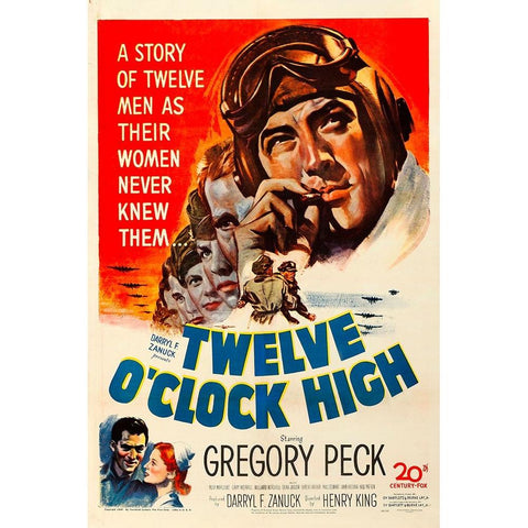 Twelve OClock High-1949 Black Modern Wood Framed Art Print with Double Matting by Vintage Hollywood Archive