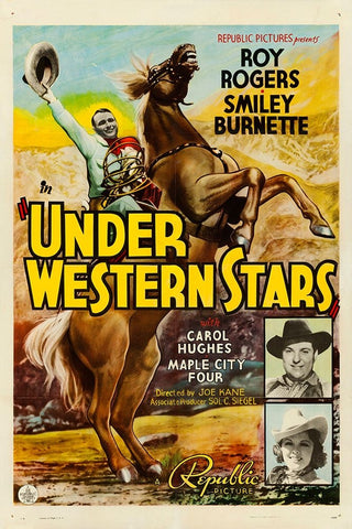 Under Western Stars-1938 Black Ornate Wood Framed Art Print with Double Matting by Vintage Hollywood Archive