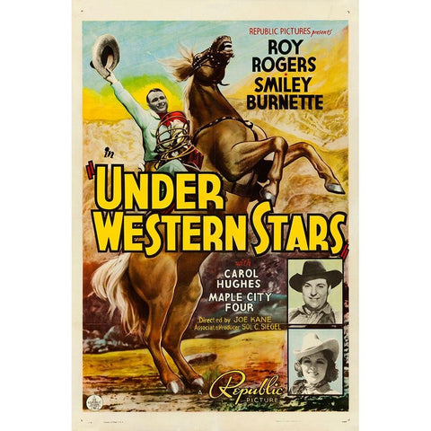 Under Western Stars-1938 White Modern Wood Framed Art Print by Vintage Hollywood Archive