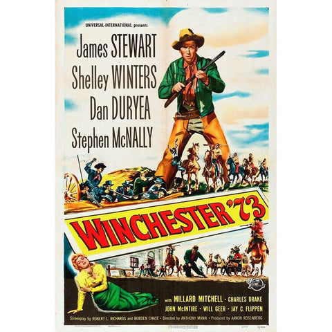 Winchester 73-1950 White Modern Wood Framed Art Print by Vintage Hollywood Archive