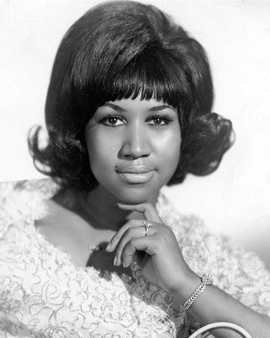 Aretha Franklin-1968 White Modern Wood Framed Art Print with Double Matting by Vintage Music Archive