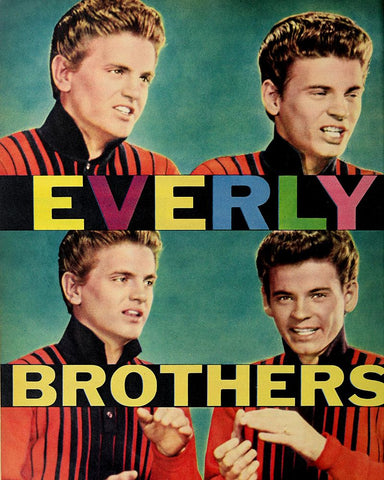 Everly Brothers-1958 White Modern Wood Framed Art Print with Double Matting by Vintage Music Archive