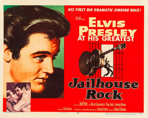 Jailhouse Rock-1957 White Modern Wood Framed Art Print with Double Matting by Vintage Music Archive