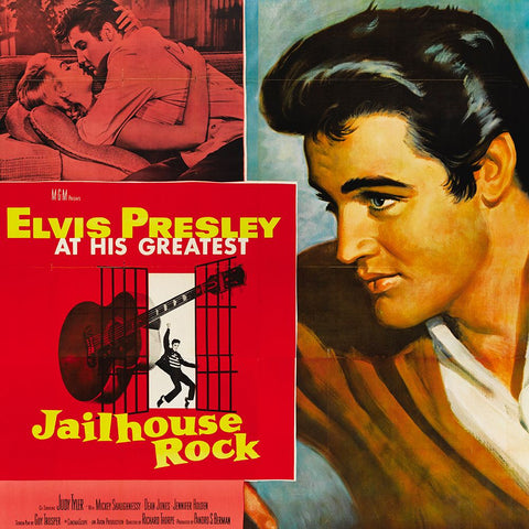 Jailhouse Rock-1957 Black Modern Wood Framed Art Print by Vintage Music Archive