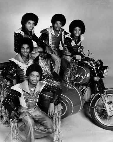 The Jacksons-1977 White Modern Wood Framed Art Print with Double Matting by Vintage Music Archive