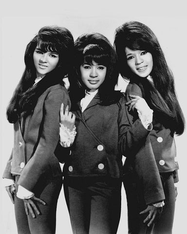 The Ronettes-1966 White Modern Wood Framed Art Print with Double Matting by Vintage Music Archive