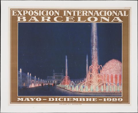 Barcelona-1929 Black Modern Wood Framed Art Print by Worlds Fair Posters