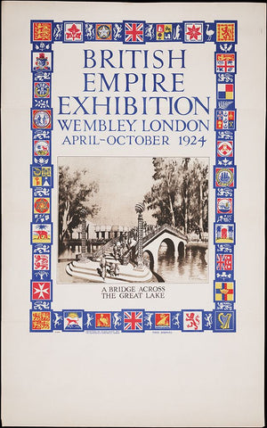 British Empire Exhibition-1924-Bridge Black Modern Wood Framed Art Print by Worlds Fair Posters