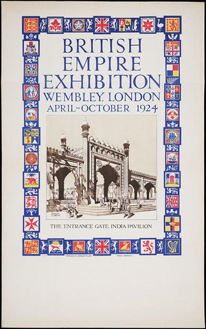 British Empire Exhibition-1924-India Gate White Modern Wood Framed Art Print with Double Matting by Worlds Fair Posters