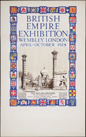 British Empire Exhibition-1924-Malaya White Modern Wood Framed Art Print with Double Matting by Worlds Fair Posters