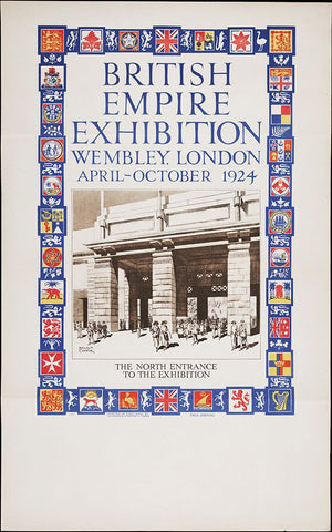 British Empire Exhibition-1924-North Entrance White Modern Wood Framed Art Print with Double Matting by Worlds Fair Posters