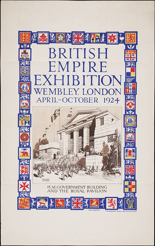 British Empire Exhibition-1924-Royal Pavillion White Modern Wood Framed Art Print with Double Matting by Worlds Fair Posters