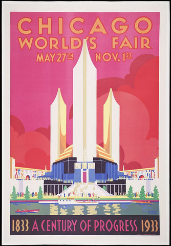 Chicago-1933 Black Modern Wood Framed Art Print by Worlds Fair Posters