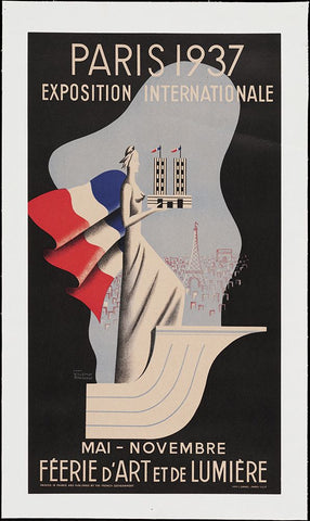 Paris-1937-Lady White Modern Wood Framed Art Print with Double Matting by Worlds Fair Posters