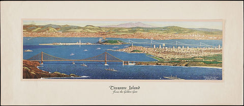 San Francisco-1915-Panorama Golden Gate White Modern Wood Framed Art Print with Double Matting by Worlds Fair Posters