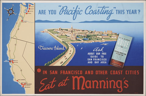 San Francisco-1939-Pacific Coasting White Modern Wood Framed Art Print with Double Matting by Worlds Fair Posters