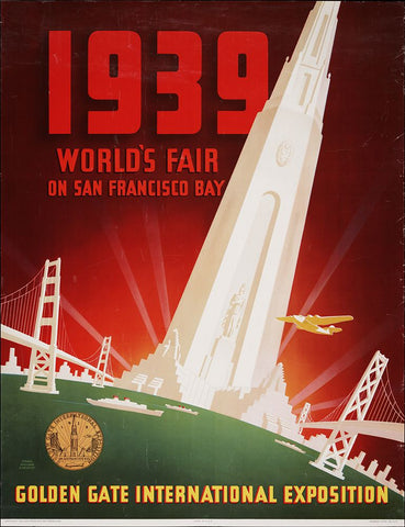 San Francisco-1939 White Modern Wood Framed Art Print with Double Matting by Worlds Fair Posters