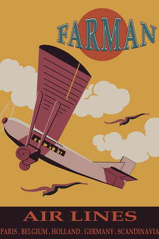 Airplane Travel White Modern Wood Framed Art Print with Double Matting by Vintage Travel Posters