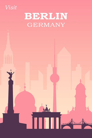 Berlin Travel Poster Black Modern Wood Framed Art Print by Vintage Travel Posters