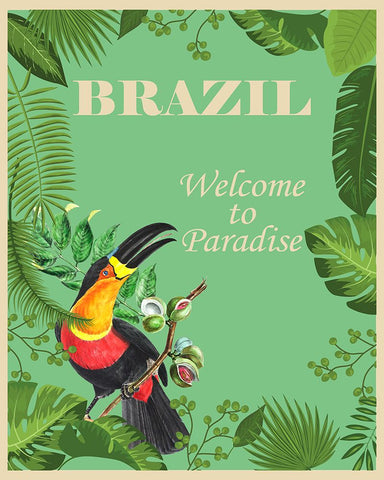 Brazil Travel Poster Black Modern Wood Framed Art Print by Vintage Travel Posters