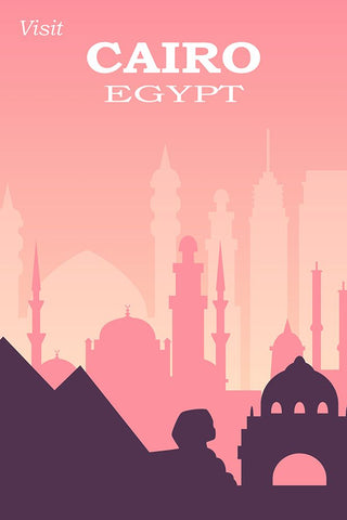 Cairo Travel Poster White Modern Wood Framed Art Print with Double Matting by Vintage Travel Posters