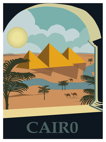 Egypt Cairo Travel Poster White Modern Wood Framed Art Print with Double Matting by Vintage Travel Posters