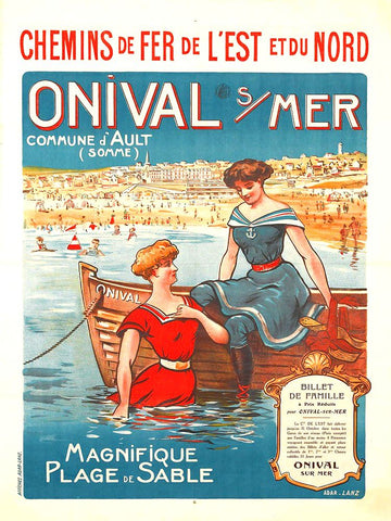 Onival Sur Mer-French Vintage Poster White Modern Wood Framed Art Print with Double Matting by Vintage Travel Posters