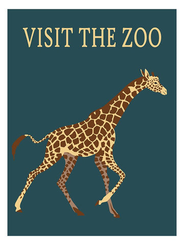 Giraffe Zoo White Modern Wood Framed Art Print with Double Matting by Vintage Travel Posters