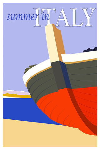 Summer in Italy Travel Poster Black Modern Wood Framed Art Print by Vintage Travel Posters