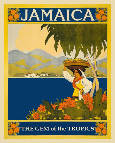 Jamaica Travel Poster White Modern Wood Framed Art Print with Double Matting by Vintage Travel Posters